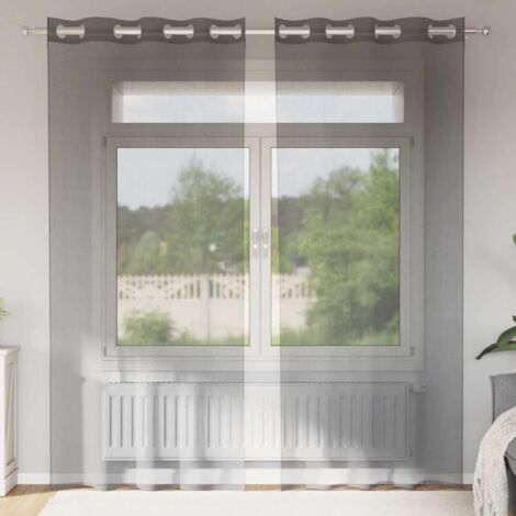Voile Curtains with Grommets 2 pcs Dark Grey 140x245 cm vidaXL (1/5)