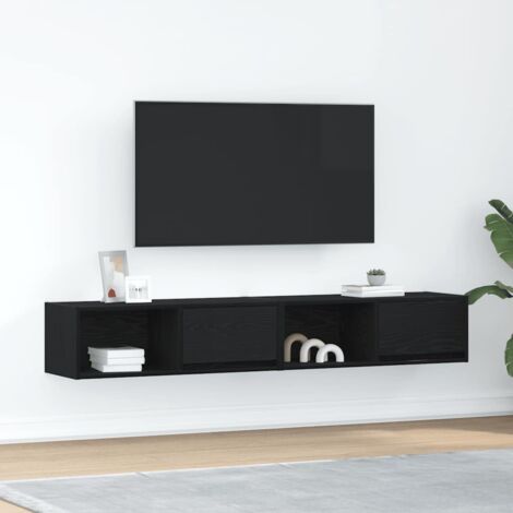 TV Cabinets 2 pcs Black Oak 80x31x25.5 cm Engineered Wood vidaXL