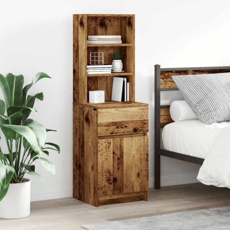 Bedside Cabinet Old Wood 39x35x125 cm Engineered Wood vidaXL