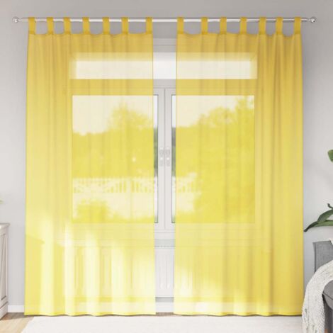 Voile Curtains with Loops 2 pcs Yellow 140x245 cm vidaXL