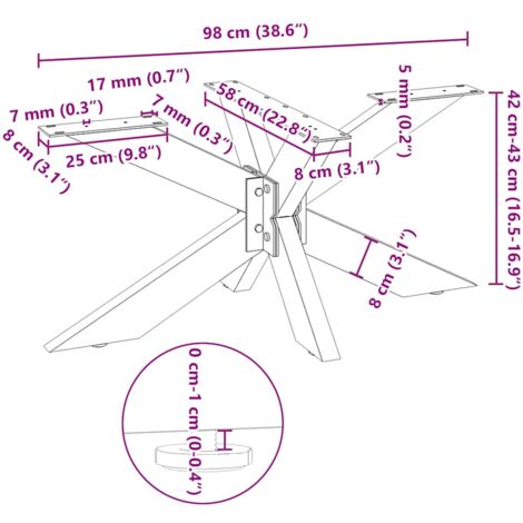 Coffee Table Leg Spider Shape Black 98x58x(42-43) cm Steel vidaXL