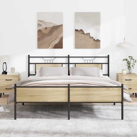 Metal Bed Frame without Mattress Sonoma Oak 160x200 cm vidaXL