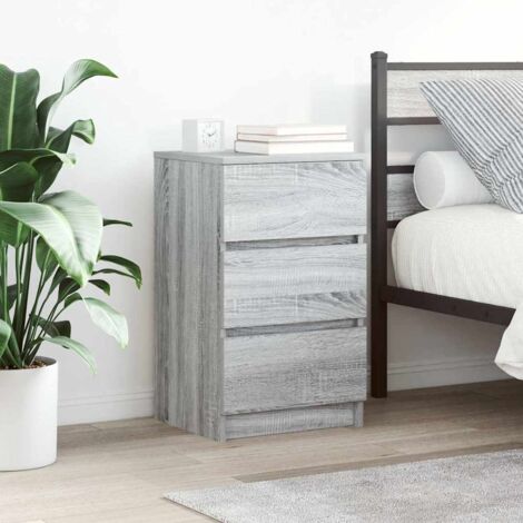 Bedside Cabinets with 3 Drawers 2 pcs Grey Sonoma 39x35x65 cm vidaXL