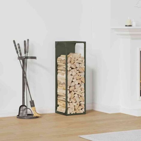 Firewood Rack Olive Green 25x25x80 cm Cold-rolled steel vidaXL