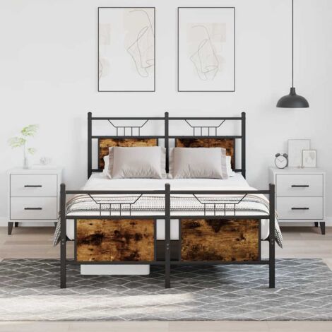Bed Frame without Mattress Smoked Oak 120x200 cm Engineered Wood vidaXL