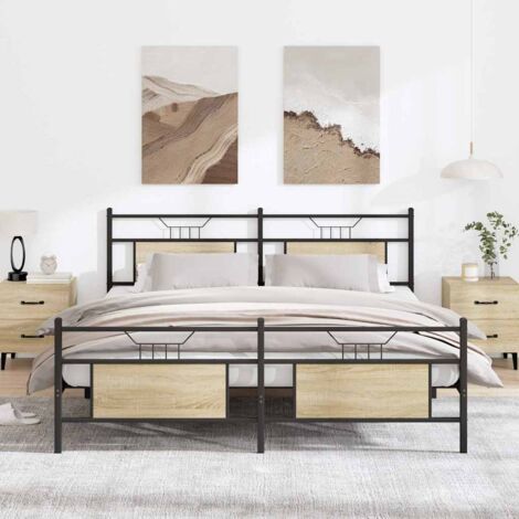 Metal Bed Frame without Mattress Sonoma Oak 180x200 cm Super King vidaXL