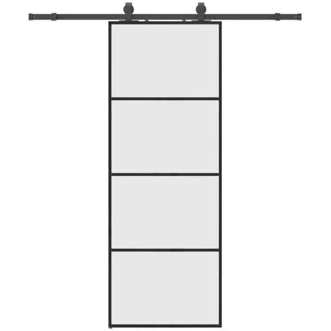 Sliding Door with Hardware Set Black 76x205 cm ESG Glass vidaXL
