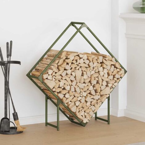 Firewood Rack Olive Green 100x25x100 cm Cold-rolled steel vidaXL