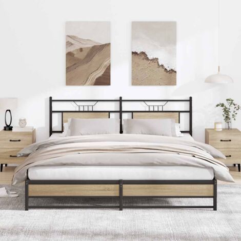 Metal Bed Frame without Mattress Sonoma Oak 183x213 cm vidaXL