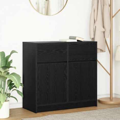 Sideboard with Drawer Black Oak 80x34x76 cm Engineered Wood vidaXL (1/5)