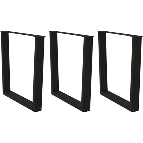 Dining Table Legs V-Shape 3 pcs Black 90x(72-73.3) cm Steel vidaXL