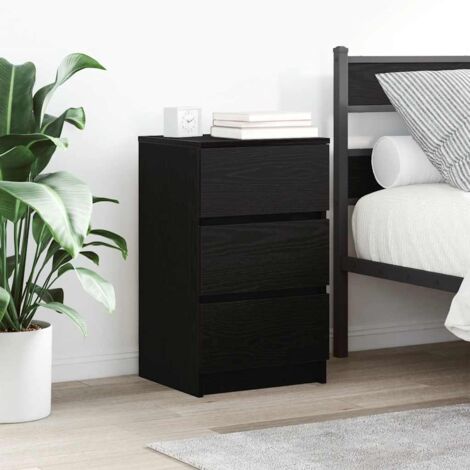 Bedside Cabinets with 3 Drawers 2 pcs Black 39x35x65 cm vidaXL