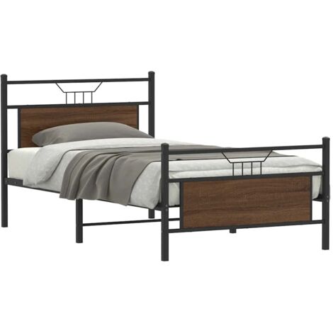 Bed Frame without Mattress Brown Oak 100x200 cm Engineered Wood vidaXL (1/5)