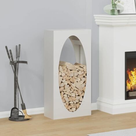 Firewood Rack White 50x23x100 cm Cold-rolled steel vidaXL