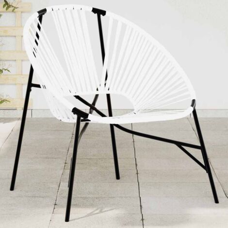 Garden Egg Chair Black and White Poly Rattan vidaXL