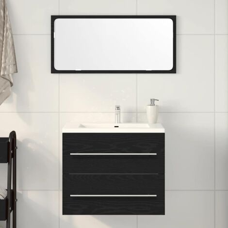 Bathroom Sink Cabinet Black Oak 60x38.5x48 cm Engineered Wood vidaXL