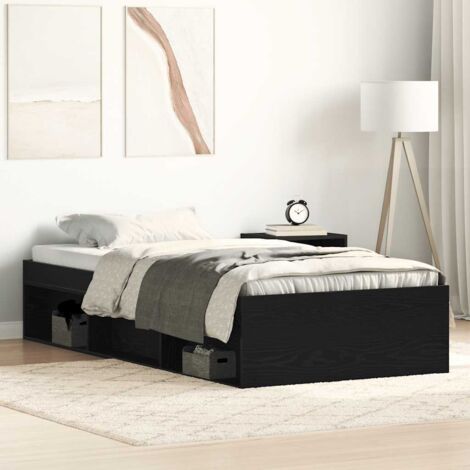 Bed Frame without Mattress Black Oak 90x190 cm Engineered Wood vidaXL (1/5)