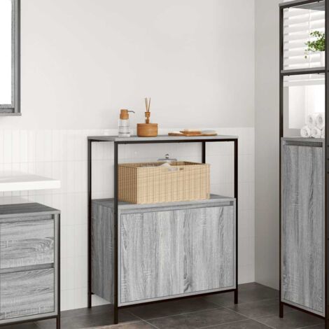Bathroom Cabinet with Shelves Grey Sonoma 76.5x35x95 cm vidaXL (1/5)