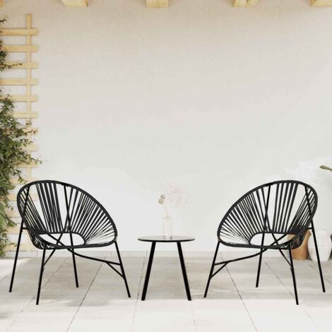 Garden Chair Set 3 pcs Black Poly Rattan vidaXL (1/5)