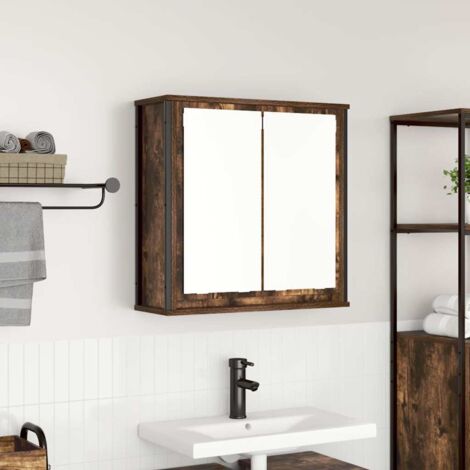 Bathroom Wall Cabinet with Mirror Smoked Oak 60x21x60 cm vidaXL