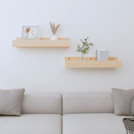 Wall Shelves 2 pcs 50x12x9 cm Solid Wood Pine vidaXL (1/5)