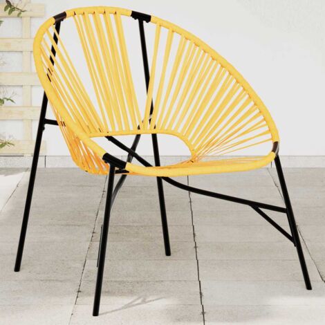Garden Egg Chair Black and Yellow Poly Rattan vidaXL
