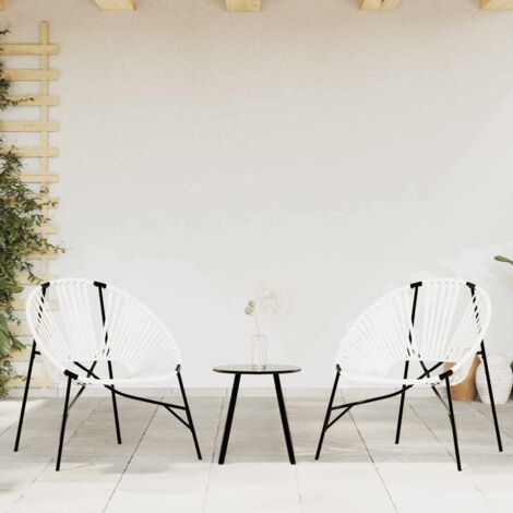 Garden Chair Set 3 pcs Black and White Poly Rattan vidaXL