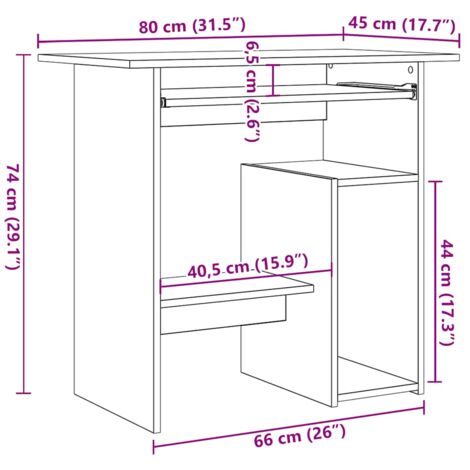 Desk Black Oak 80x45x74 cm Engineered Wood vidaXL