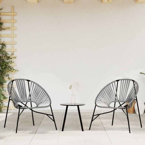 Garden Chair Set 3 pcs Black and Light Grey Poly Rattan vidaXL (1/5)