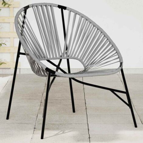 Garden Egg Chair Black and Light Grey Poly Rattan vidaXL