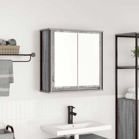 Bathroom Wall Cabinet with Mirror Grey Sonoma 60x21x60 cm vidaXL