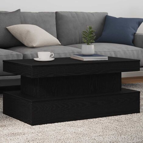 Coffee Table with LED Lights Black Oak 90x50x40 cm vidaXL
