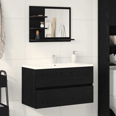 Bathroom Mirror Black Oak 60x10.5x45 cm Engineered Wood vidaXL