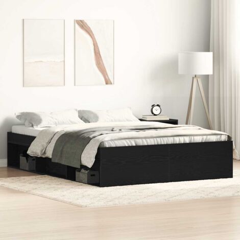 Bed Frame without Mattress Black Oak 140x200 cm Engineered Wood vidaXL (1/5)