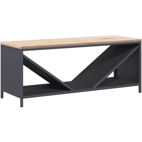 Firewood Rack with Wooden Top Anthracite 100.5x35.5x40 cm vidaXL