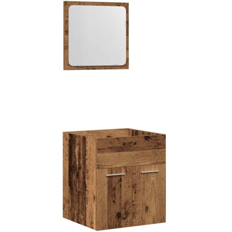2 Piece Bathroom Furniture Set Old Wood Engineered Wood vidaXL