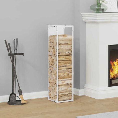 Firewood Rack White 25x25x100 cm Cold-rolled steel vidaXL