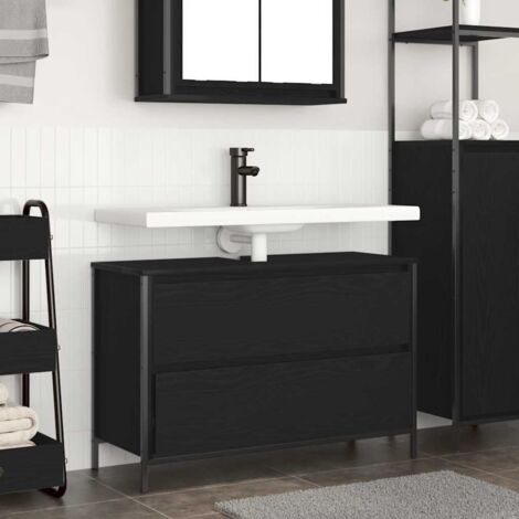 Bathroom Basin Cabinet with Drawers Black Oak 90x34.5x60 cm vidaXL