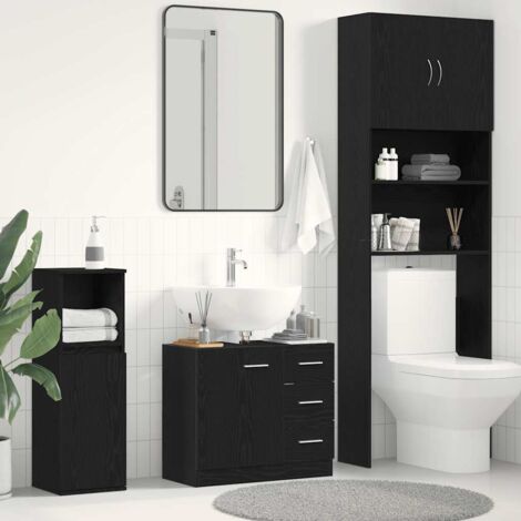 Sink Cabinet Black Oak 63x30x54 cm Engineered Wood vidaXL
