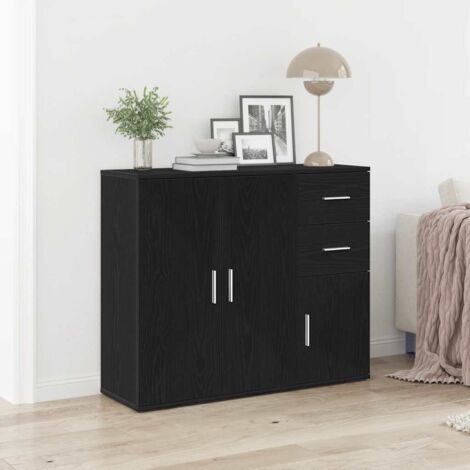 Sideboard Black Oak 91x29.5x75 cm Engineered Wood vidaXL