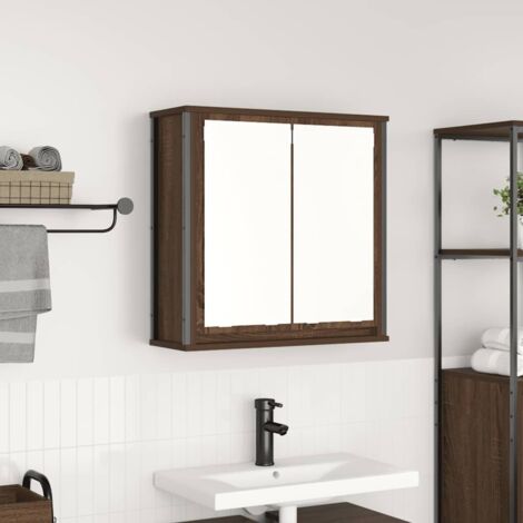 Bathroom Wall Cabinet with Mirror Brown Oak 60x21x60 cm vidaXL