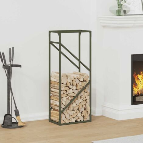 Firewood Rack Olive Green 40x25x100 cm Cold-rolled steel vidaXL
