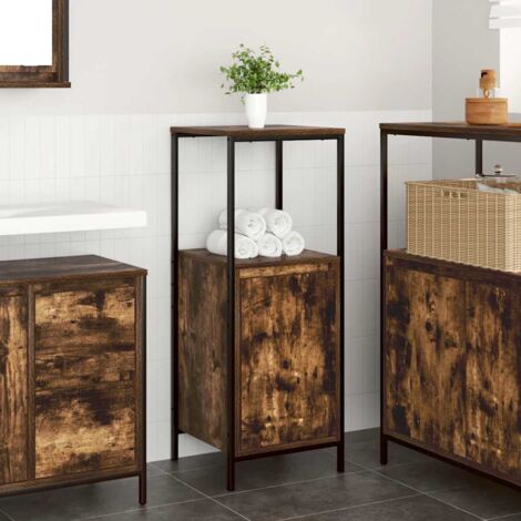 Bathroom Cabinet with Shelves Smoked Oak 36x35x95 cm vidaXL