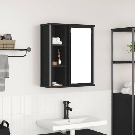 Bathroom Wall Cabinet with Mirror Black Oak 50x21x60 cm vidaXL