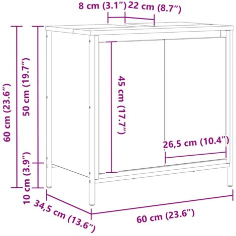 Bathroom Basin Cabinet Sonoma Oak 60x34.5x60 cm vidaXL