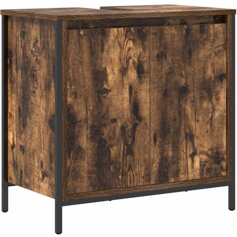 Bathroom Basin Cabinet Smoked Oak 60x34.5x60 cm vidaXL