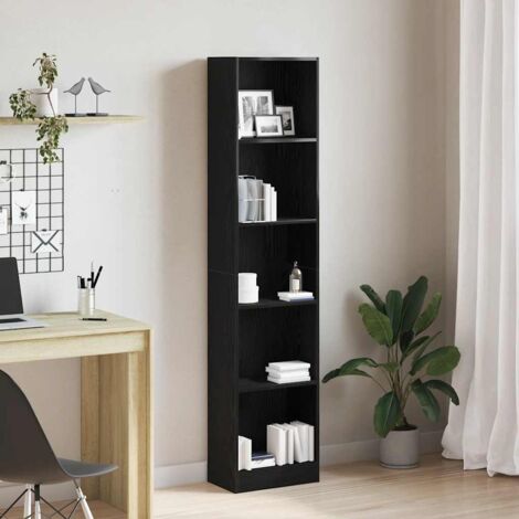 Bookcase Black Oak 40x24x176 cm Engineered Wood vidaXL