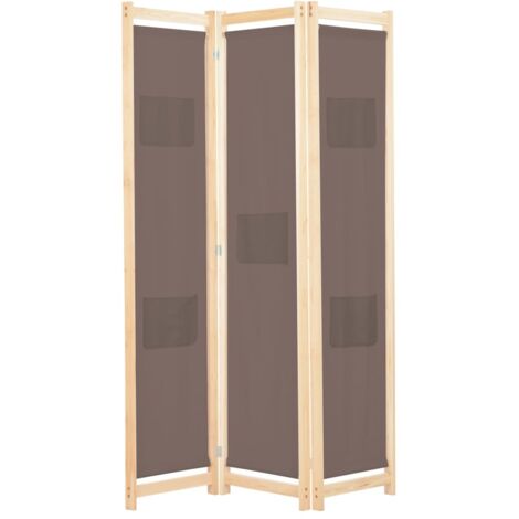 3-Panel Room Divider Brown 120x170x4 cm Fabric vidaXL
