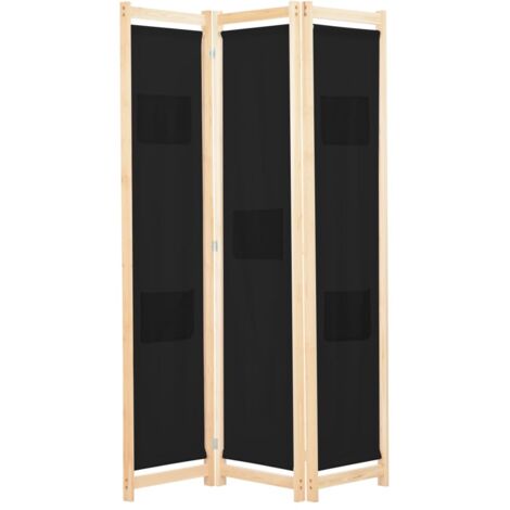 3-Panel Room Divider Black 120x170x4 cm Fabric vidaXL