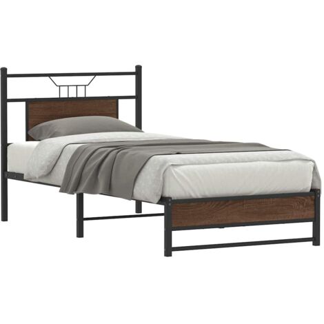 Bed Frame without Mattress Brown Oak 75x190 cm Small Single Engineered Wood vidaXL (1/5)